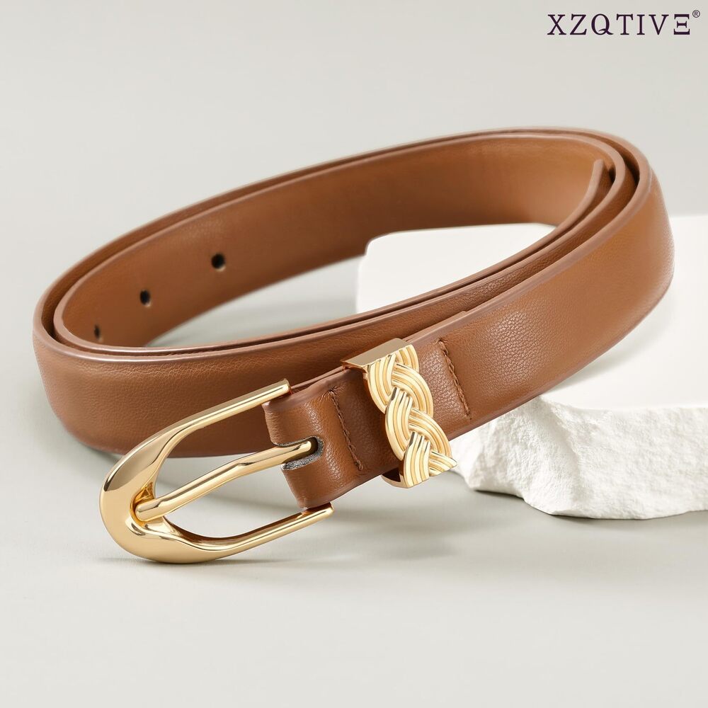 8192 Womens Leather Belts For Jeans Dresses Pants, Fashion Black Brown Gold - Picture 4 of 5